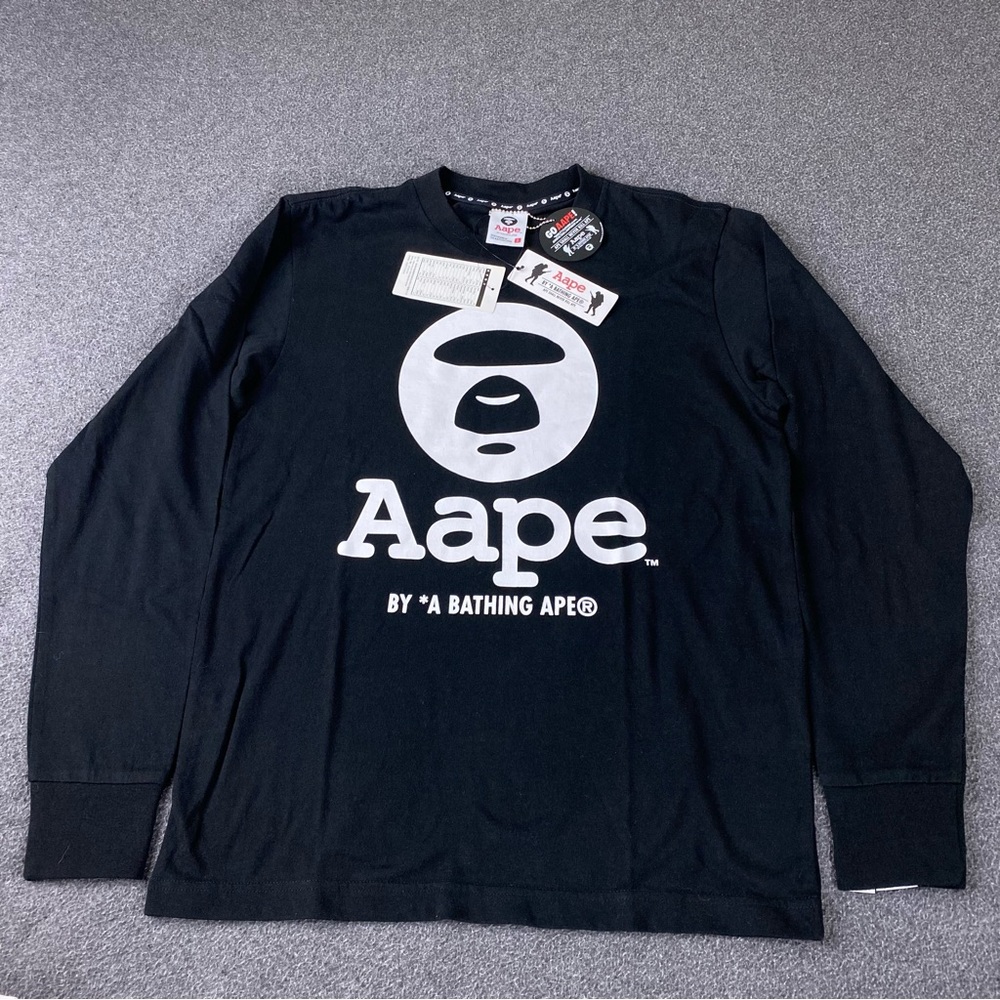 AAPE BY A BATHING APE Black Printed Men’s Long Sleeve T-Shirt Size Small